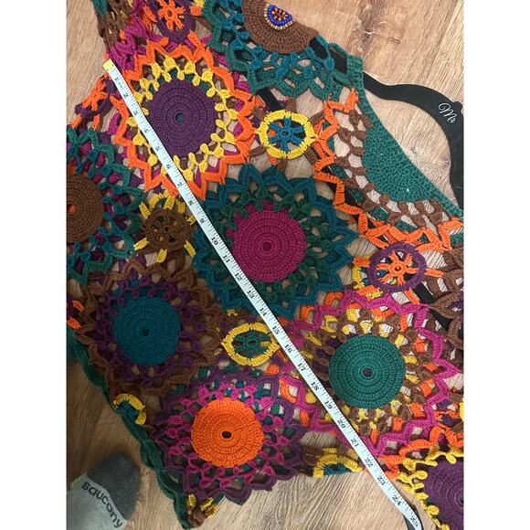 Vintage Crochet Colorful Beaded Knit Layering Sweater Floral by MY One Sz - Picture 4 of 6